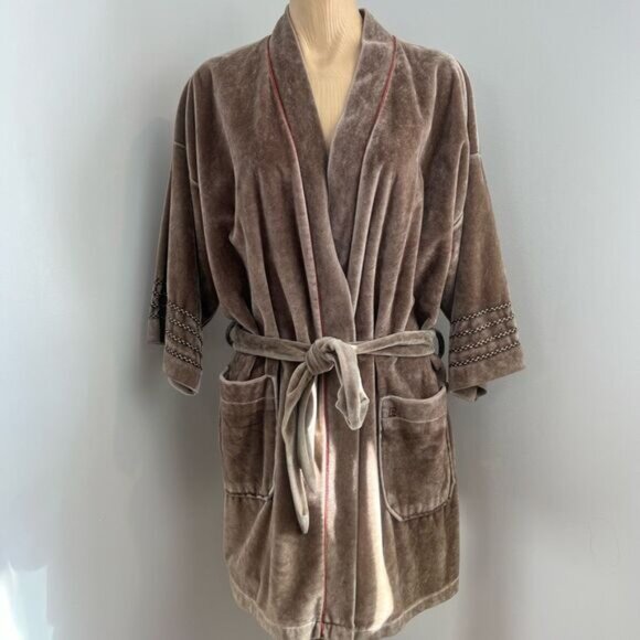 Vintage Pierre Cardin Velvet Boho jacket Japanese Kimono Bath Robe Women’s Large - Picture 1 of 15